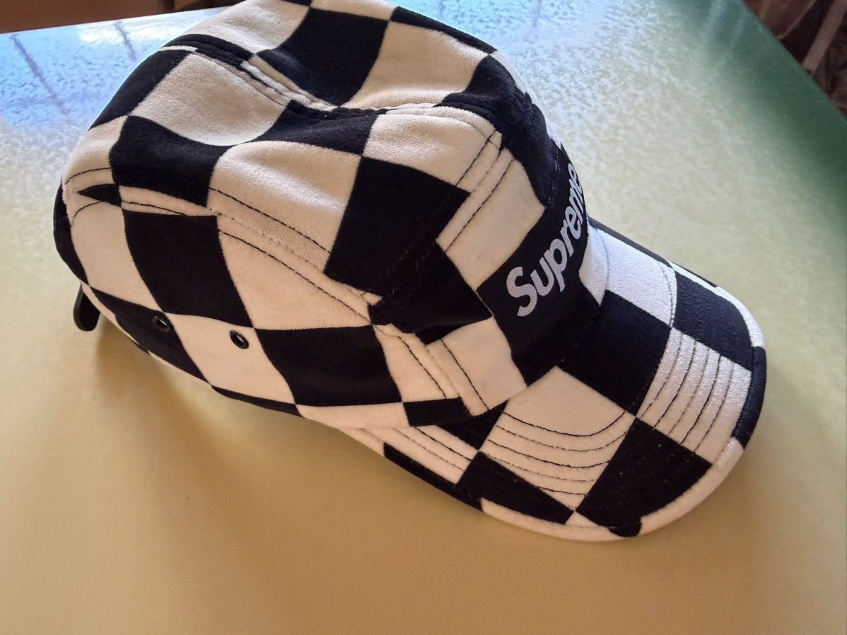 Supreme Supreme Velvet Checkerboard Camp Cap Size ONE SIZE - 4 Thumbnail