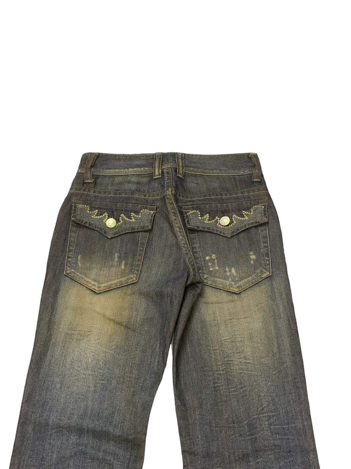 GOSTAR DE FUGA × Tornado Mart Icca Japan Mud Wash Embroidered Claw Flared Man Jeans Size US 29 - 12 Thumbnail