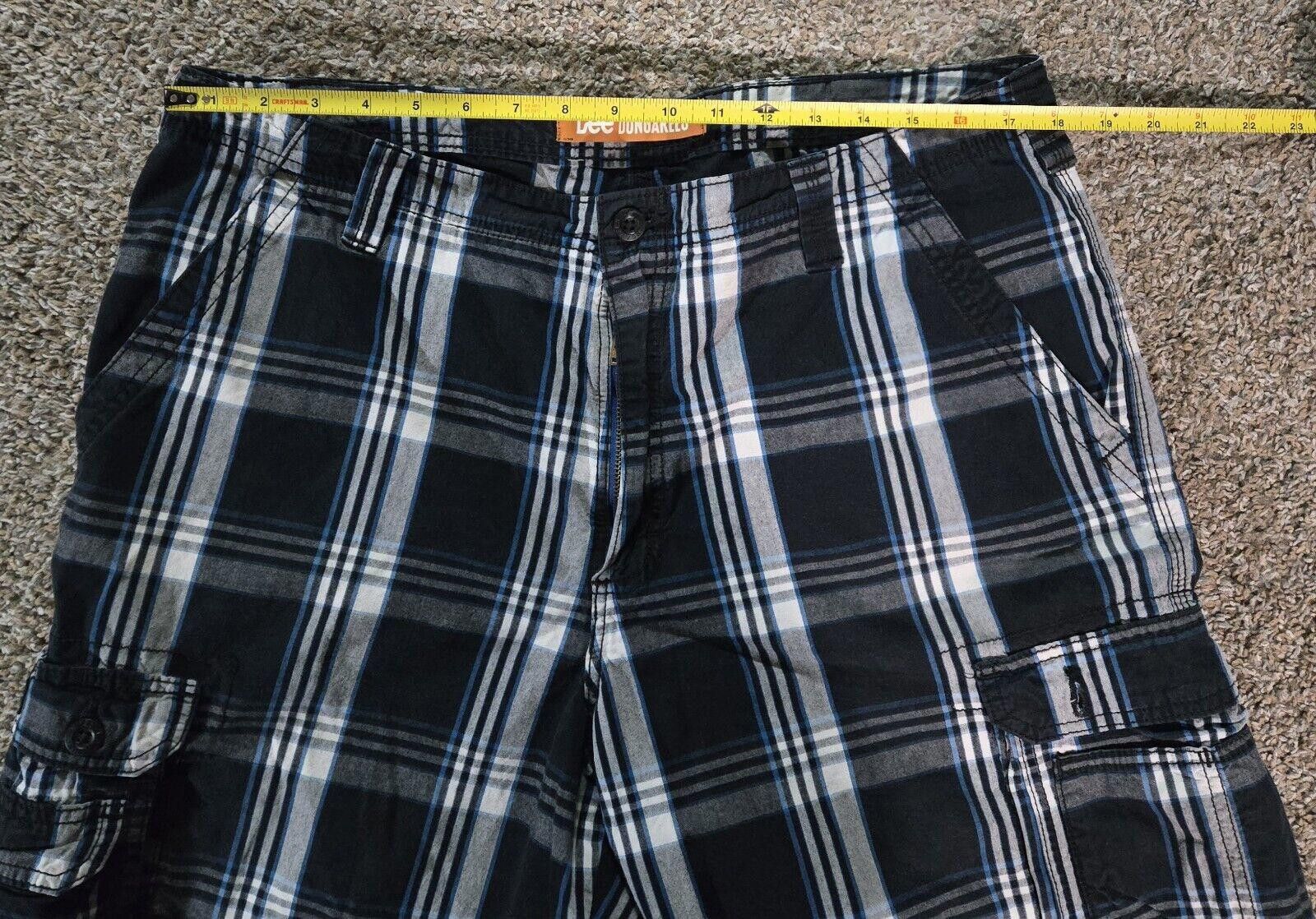 Lee Black And White Blue Stripe Plaid Lee Dungaree Shorts 38 Size US 38 / EU 54 - 6 Thumbnail