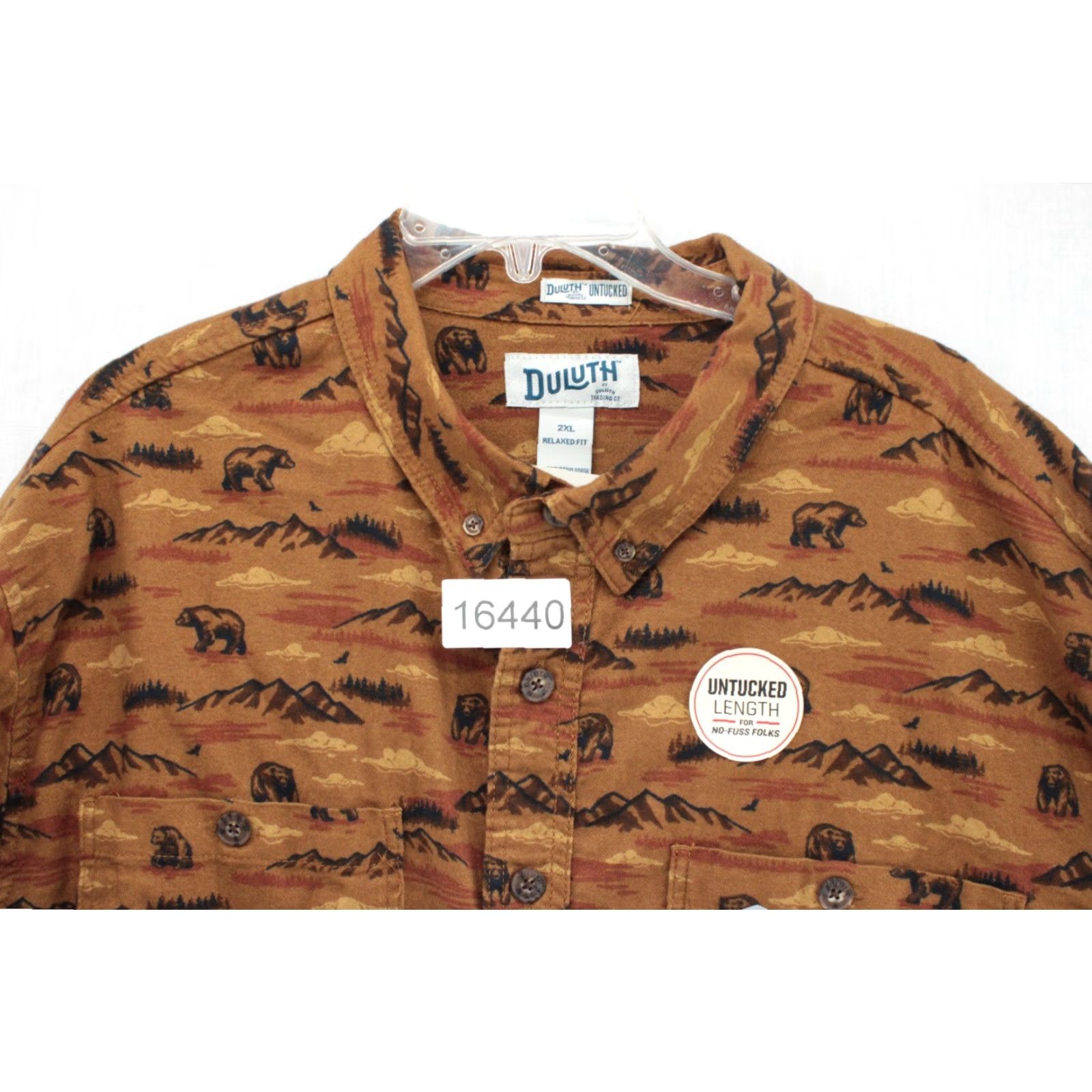 Vintage Duluth NWT Men Shirt Swingin Untucked Free Flannel Brown Bear Print Outdoors 2XL Button-Up Collared Long Sleeve Size US XXL / EU 58 / 5 - 8 Thumbnail