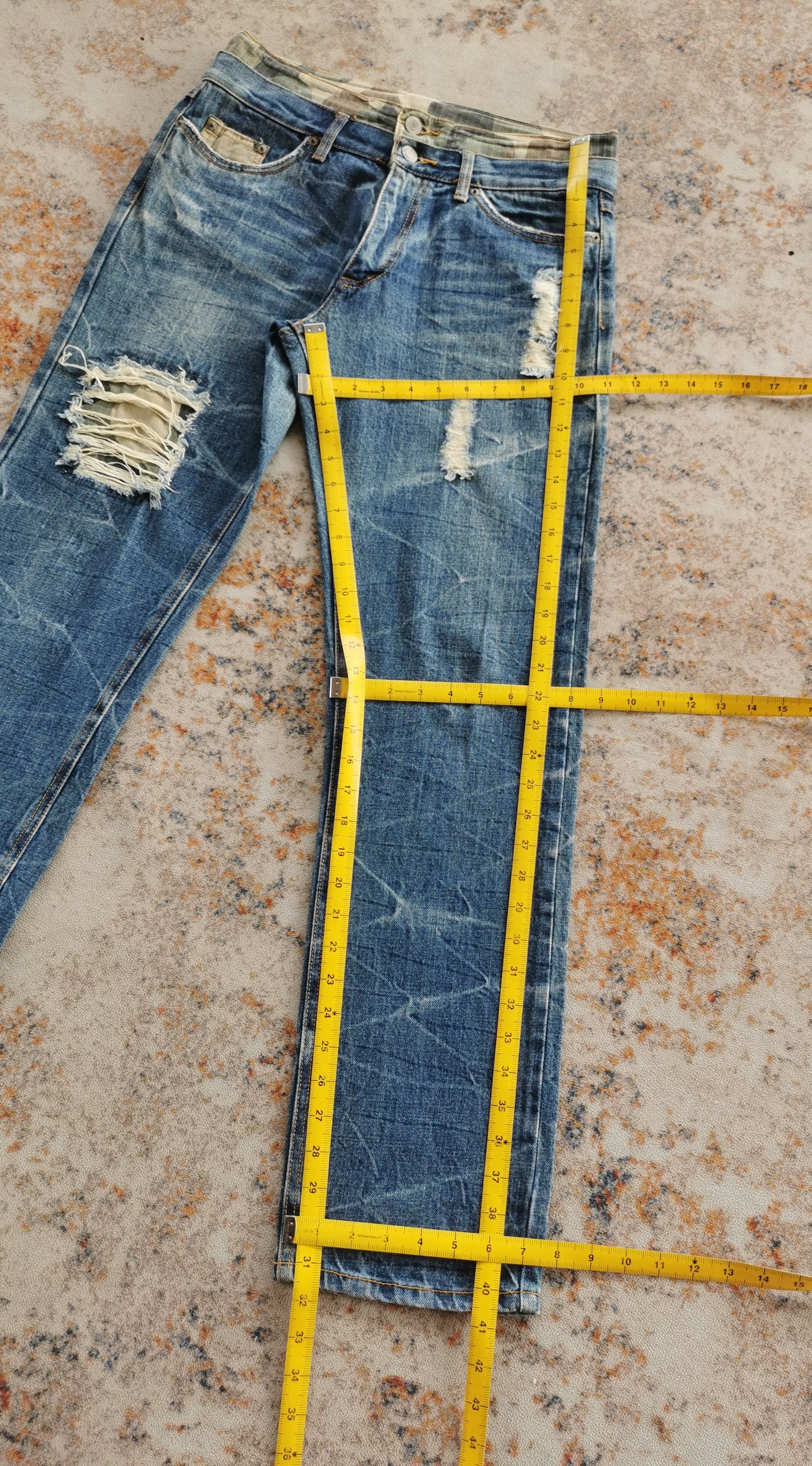 Kapital DoubleWaist Distressed Denim Clawmark CamoWaist Size 31x31.5 Size US 31 - 9 Thumbnail