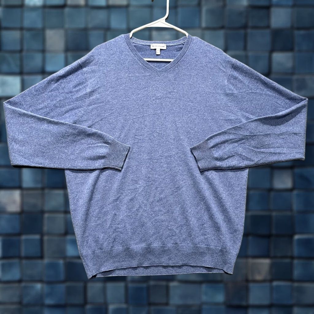 Peter Millar Peter Millar Crown Heritage Cashmere V-Neck Sweater Mens Large Blue Pullover Size US L / EU 52-54 / 3 - 1 Thumbnail