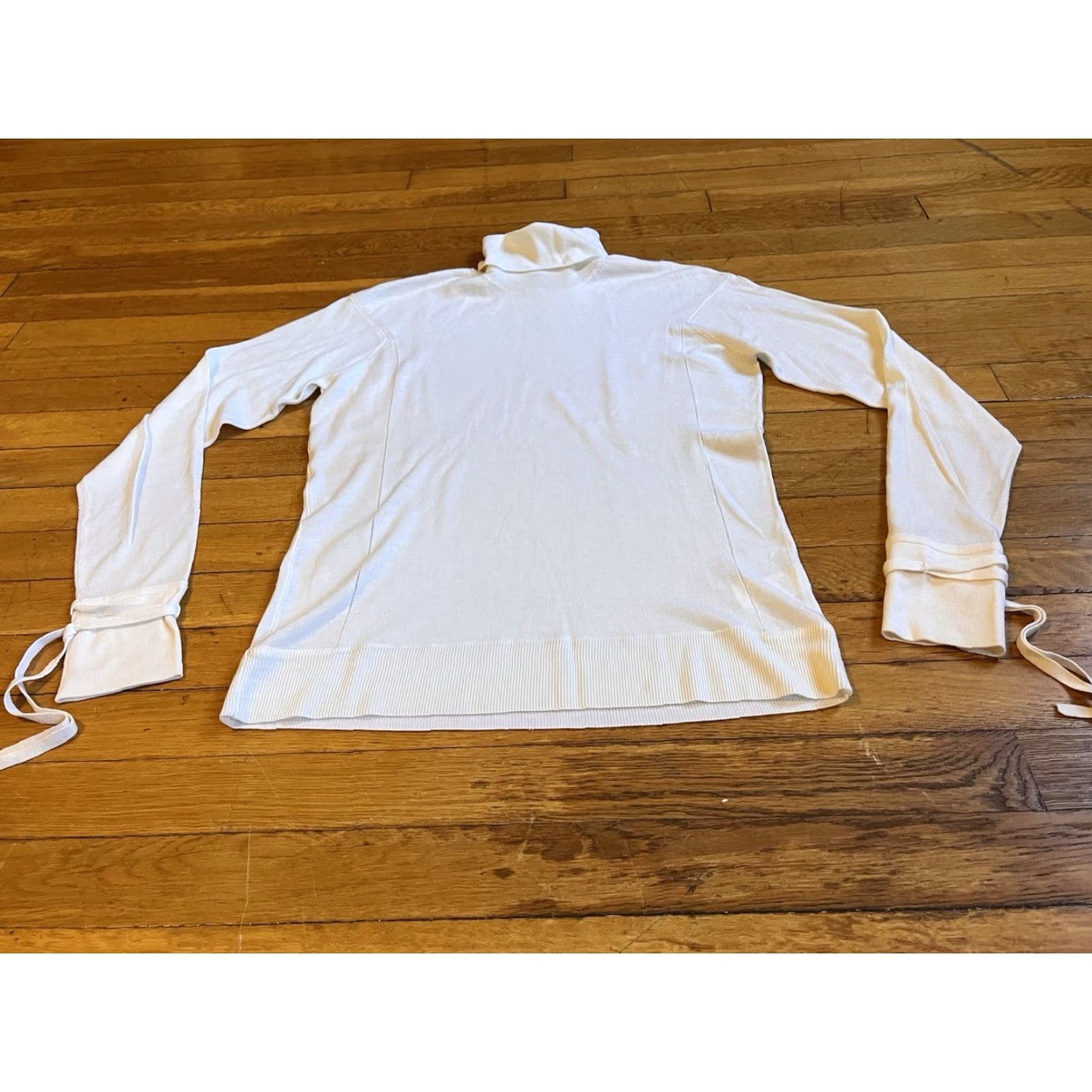 Vintage Chaiken Turtleneck Sweater Knit Shirt Women’s L Ivory Tasseled Sleeve Size L / US 10 / IT 46 - 2 Thumbnail
