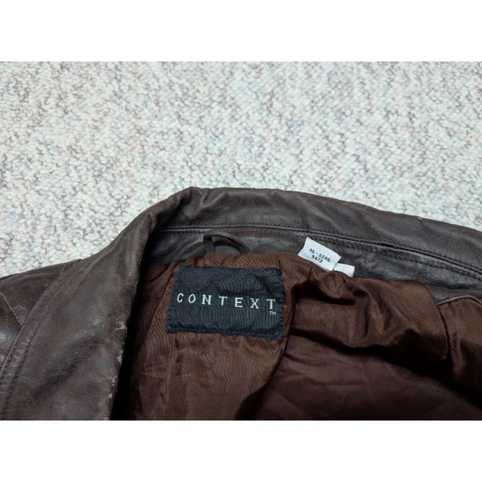 Vintage VINTAGE Context Leather Jacket BOMBER motorcycle XLT brown Patina cowhide Mens XL-TAG XS? Size US XL / EU 56 / 4 - 7 Thumbnail