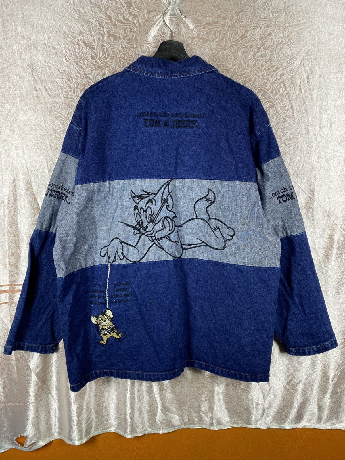 Vintage Vintage Tom & Jerry Two Tone Denim Embroidery Jacket Cartoon Size US L / EU 52-54 / 3 - 11 Thumbnail