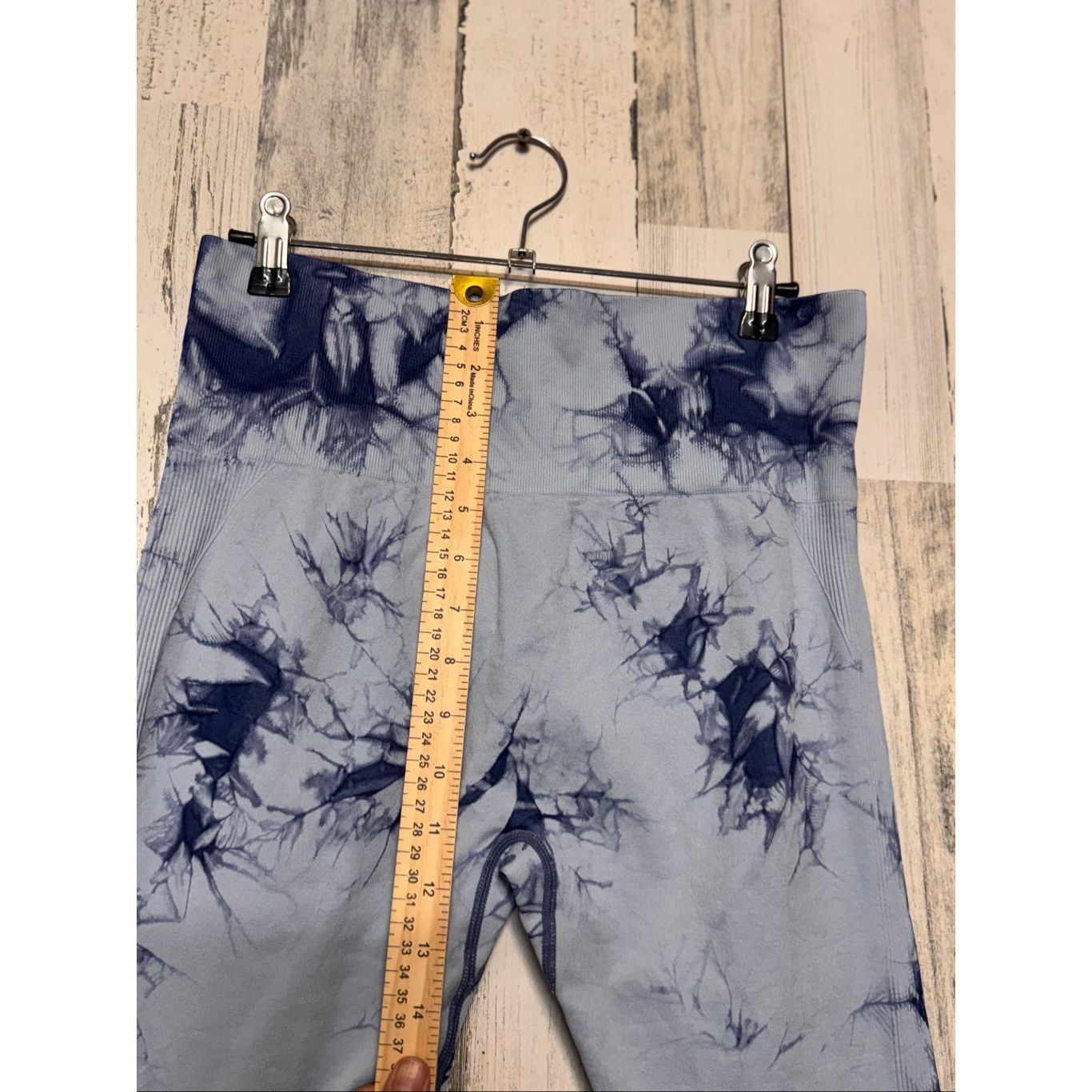 Other Blue Tie-Dye Seamless High Waist Leggings | Ribbed Stretchy Size 32" / US 10 / IT 46 - 4 Thumbnail
