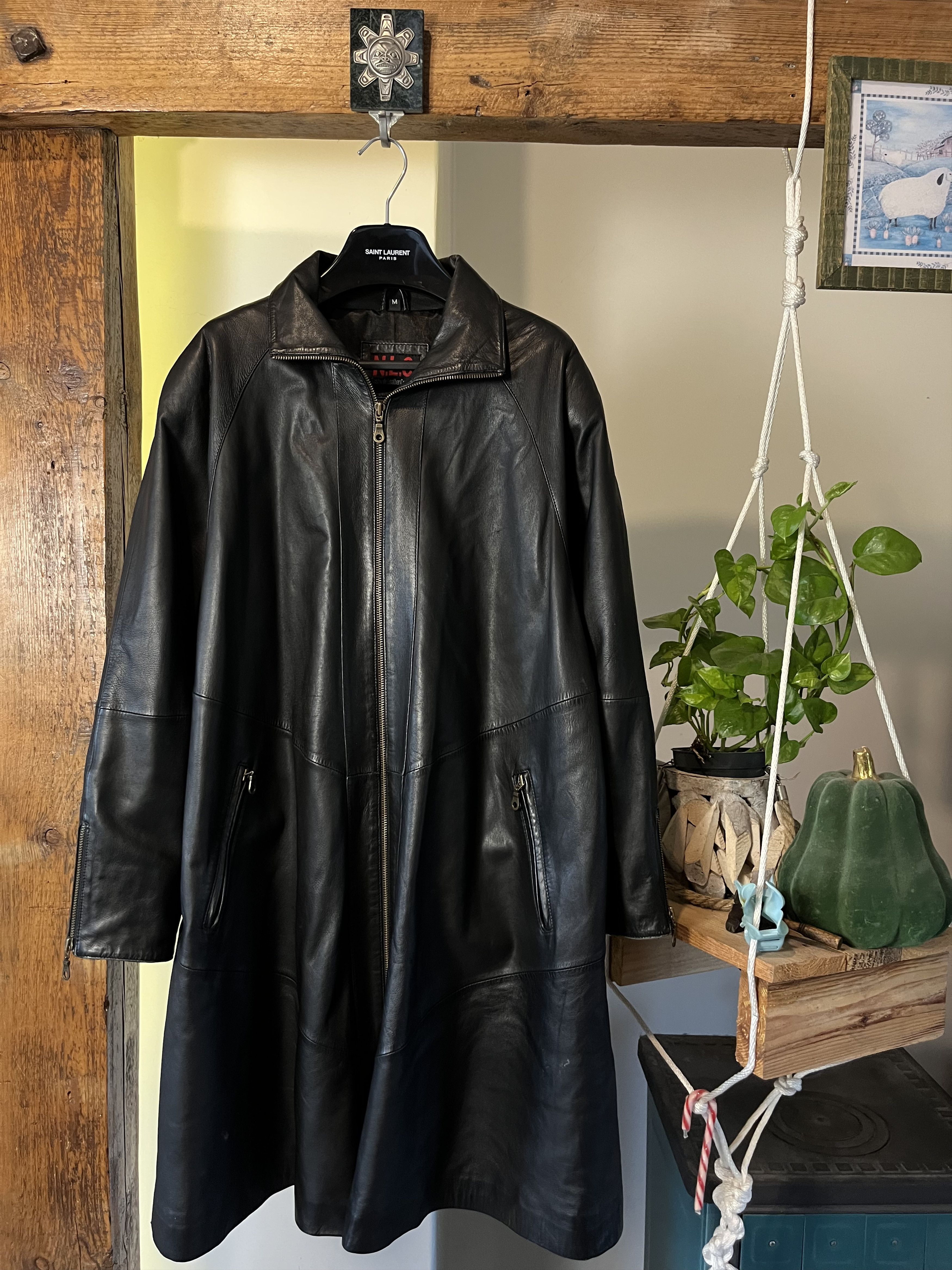 Vintage Vintage 90s Avant Garde Leather Long Coat Size US M / EU 48-50 / 2 - 1 Thumbnail