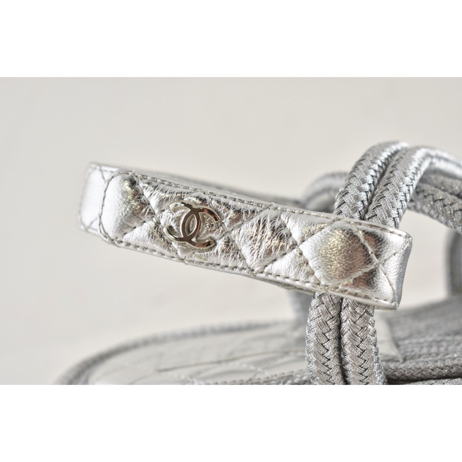 Chanel Chanel 20S Silver Cord Rope CC Logo Quilted Ankle Strap Size US 6 / IT 36 - 5 Thumbnail