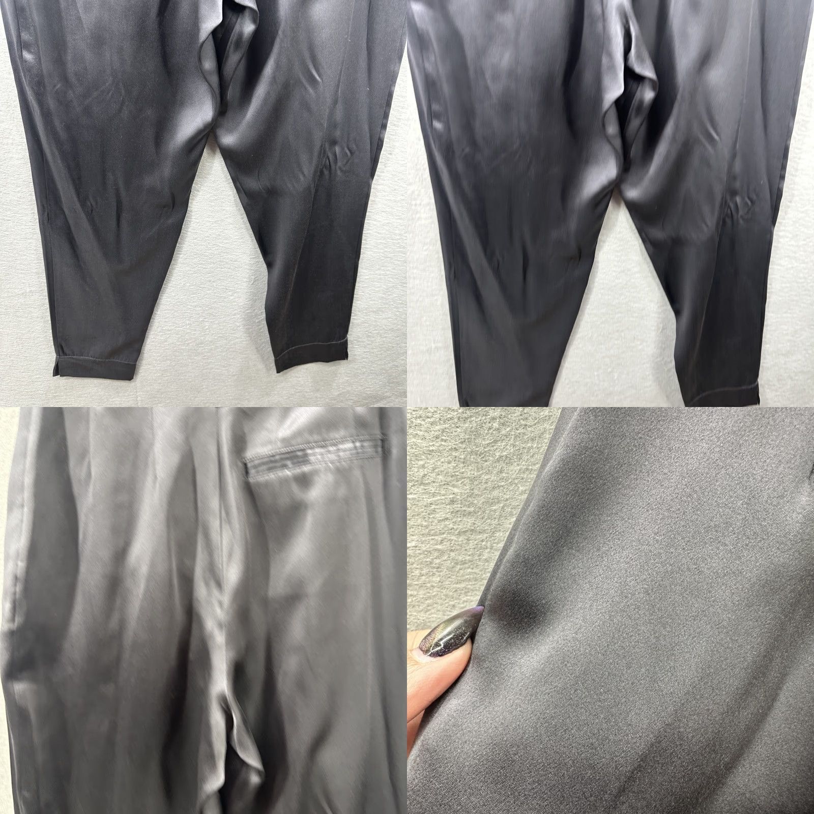 Fleur du Mal VINTAGE Fleur Du Mal Silk Dress Pants Women 0 High Rise Tapered Slacks Black Formal Workwear Size 25" / US 0 / IT 36 - 8 Thumbnail