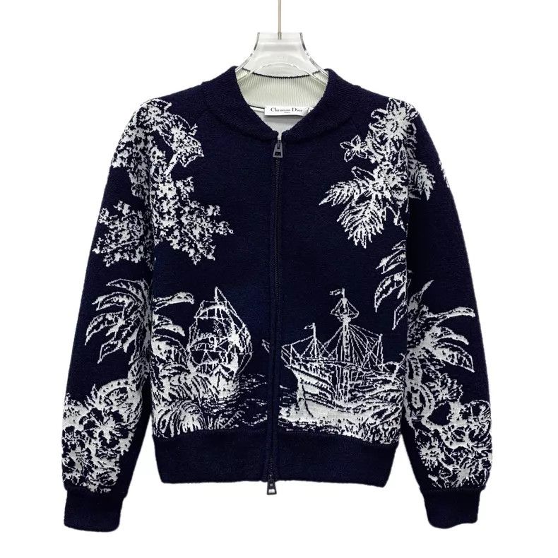 Dior Dior Dark blue pirate sailboat inlaid flower round neck zi Size XS / US 0-2 / IT 36-38 - 1 Thumbnail