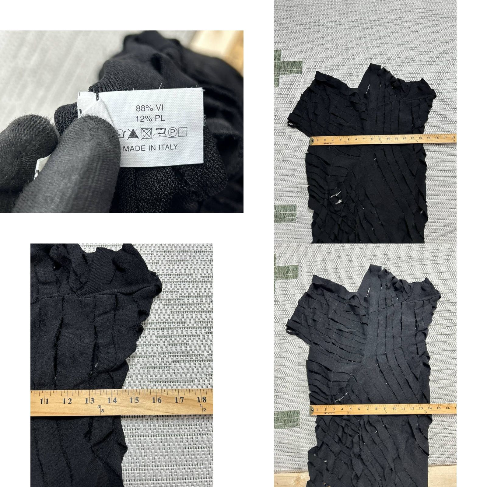 Alessandra Rich ALESSANDRA MARCHI Dress Women Midi Black Deconstructed Slashed Knit V-Neck Short Sleeve Pullover Pencil Dress 42 Designer City Classic Size M / US 6-8 / IT 42-44 - 8 Thumbnail