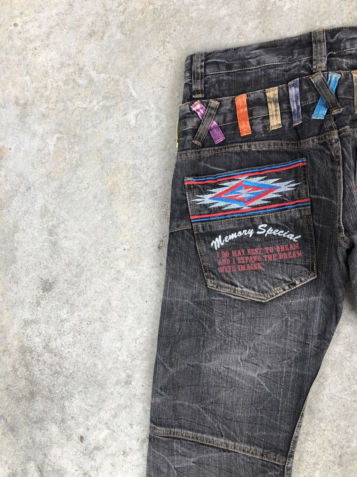 Kapital Navajo Embroidered Memory Special Double Waist Distressed Size US 31 - 11 Thumbnail
