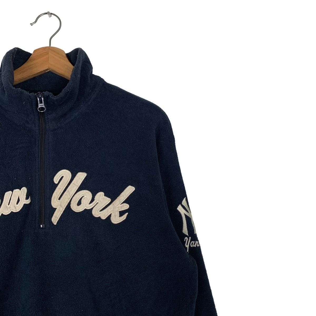 Japanese Brand MLB NY YANKEES BIG LOGO HALF ZIP FLEECE SWEATSHIRT #0145-C8 Size US M / EU 48-50 / 2 - 6 Thumbnail