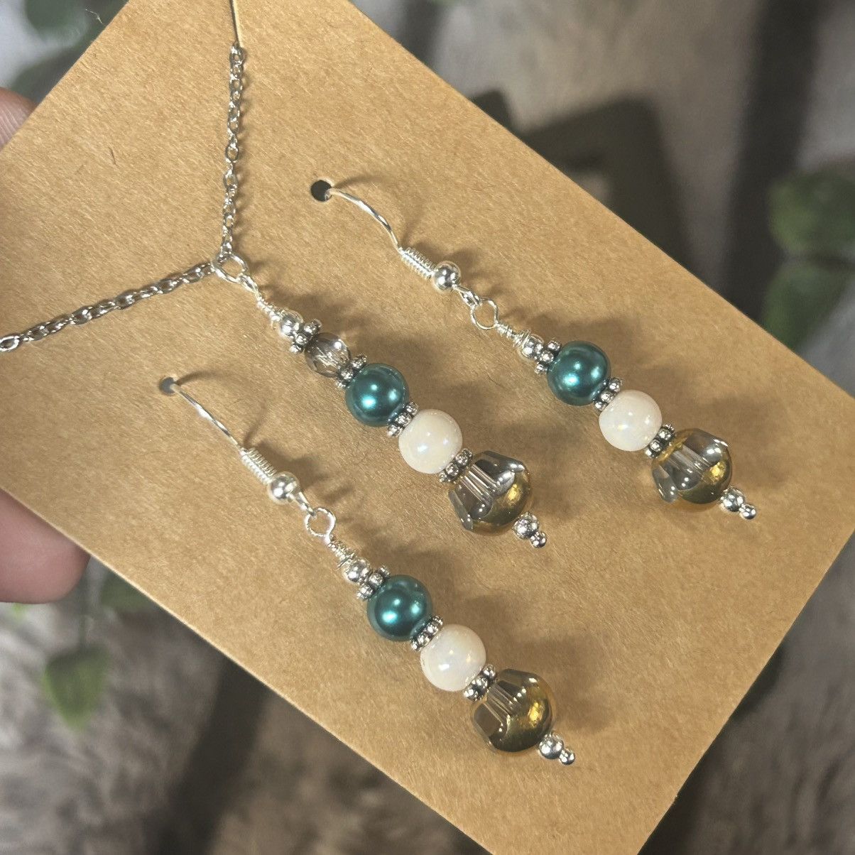 Handmade Handcrafted di-cut glass pearl crystal necklace set Size ONE SIZE - 1 Thumbnail