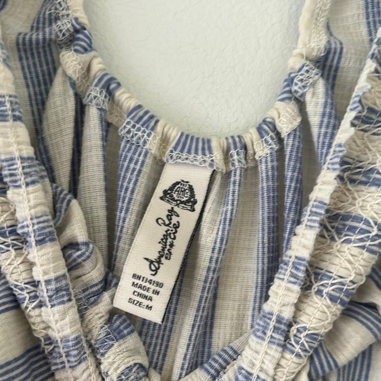 American Rag American Rag Blue and Cream Shoulderless Blouse Size M / US 6-8 / IT 42-44 - 2 Thumbnail