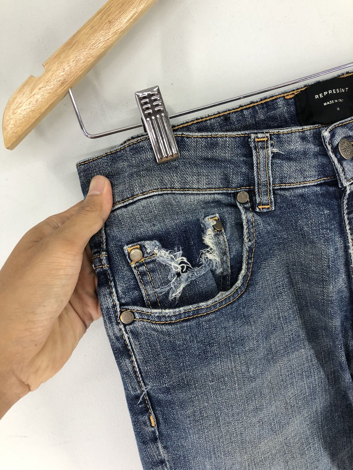 Represent Clo. Represent Destroyer Denim Rockstar Blue Skinny Jeans Size US 28 / EU 44 - 4 Thumbnail