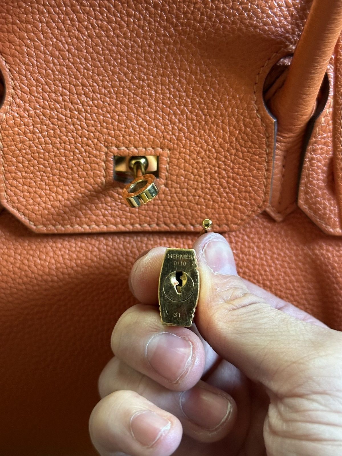 Hermes Birkin 30 Togo orange and gold 2010 bag