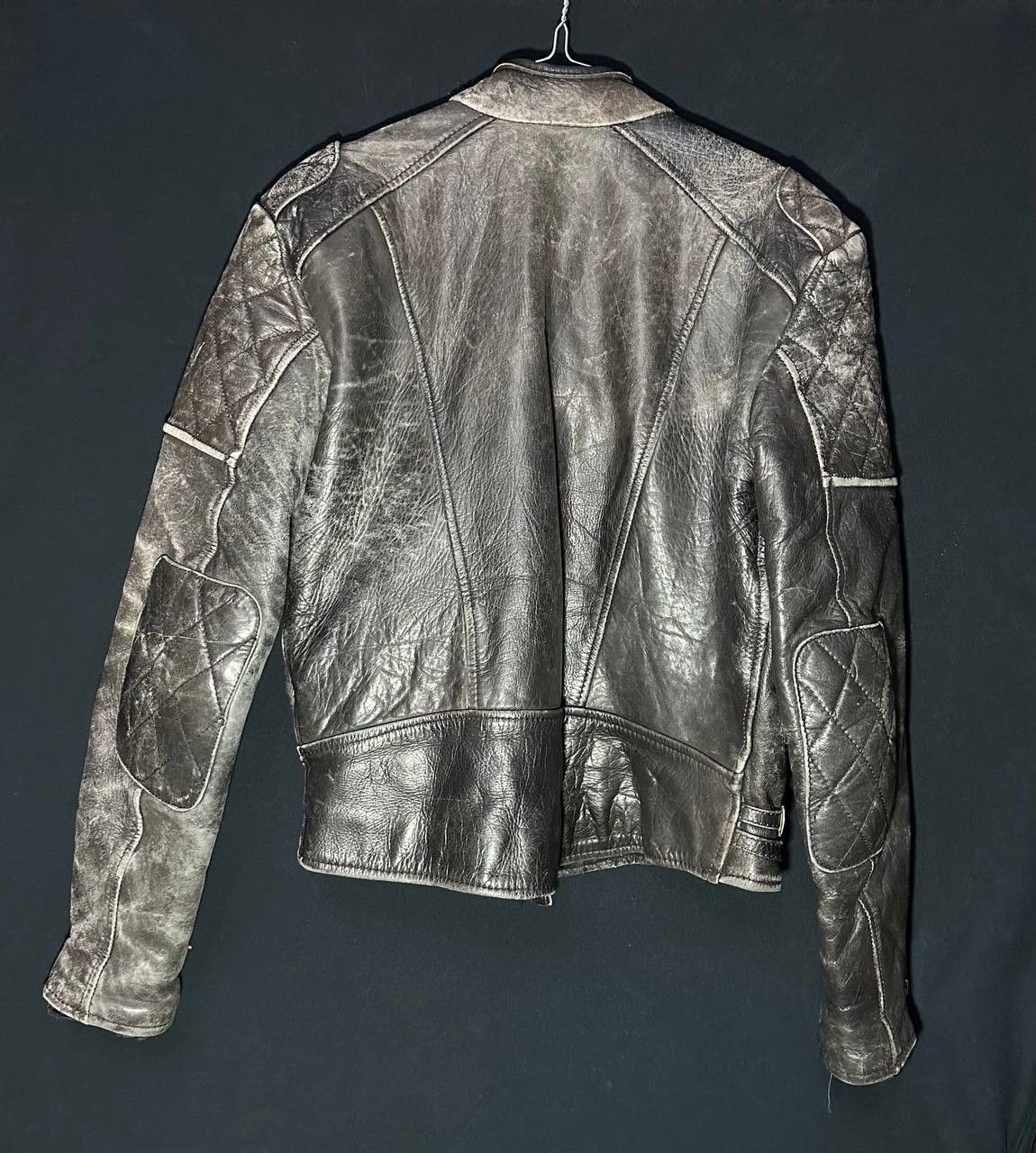 Genuine Leather × Leather Real Leather Jacket Vintage Motorcycle Biker Retro Racer Size L / US 10 / IT 46 - 3 Thumbnail