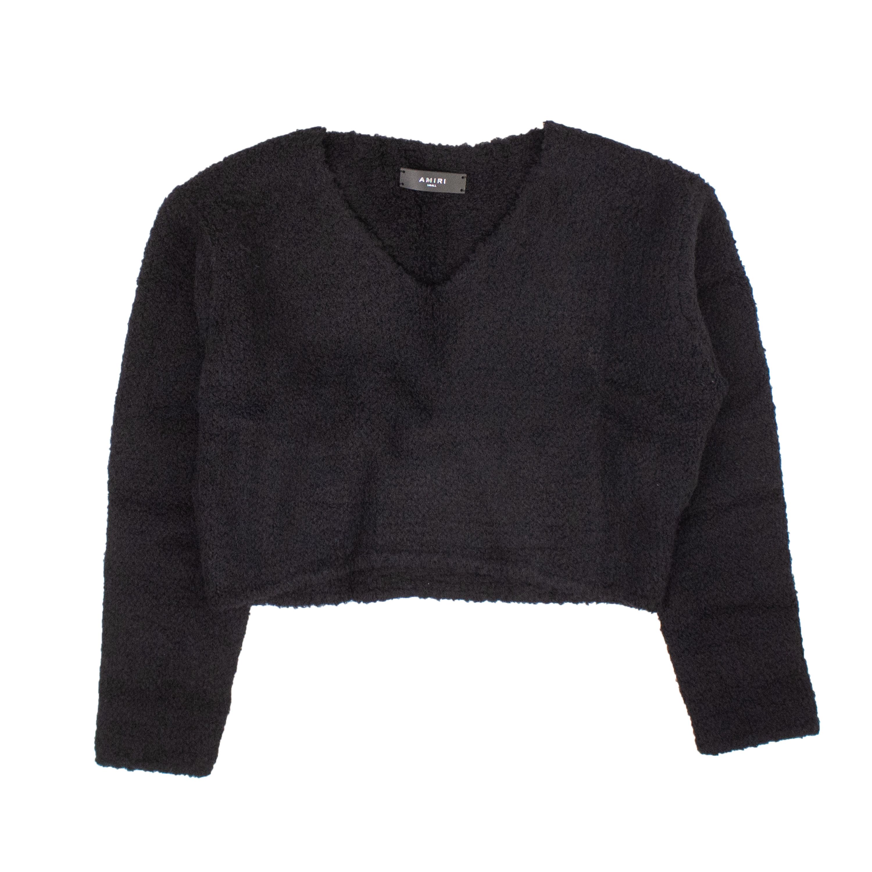 image of Amiri Black Cropped Boucle Sweater Size Xs, Women's