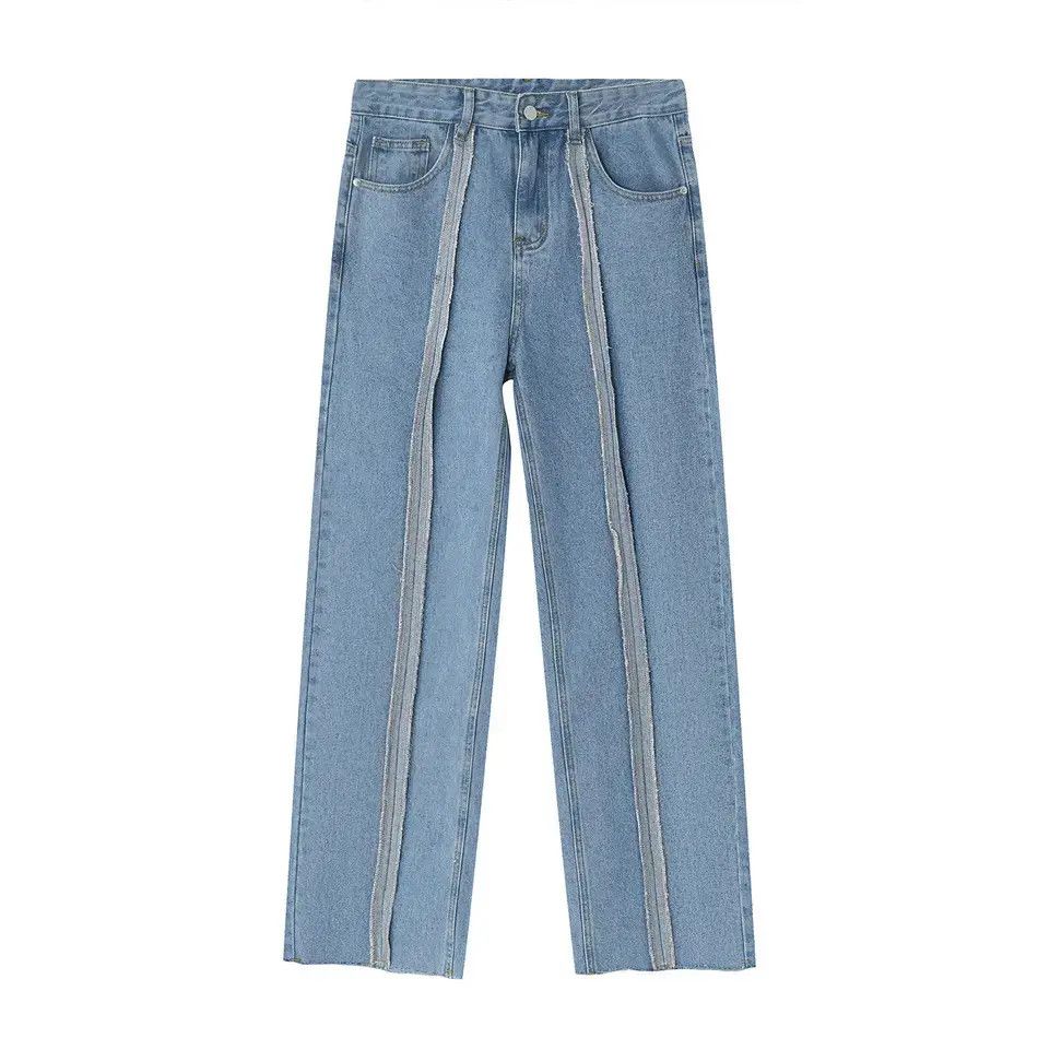 Japanese Brand Retro loose patchwork fringed jeans Size US 32 / EU 48 - 5 Thumbnail