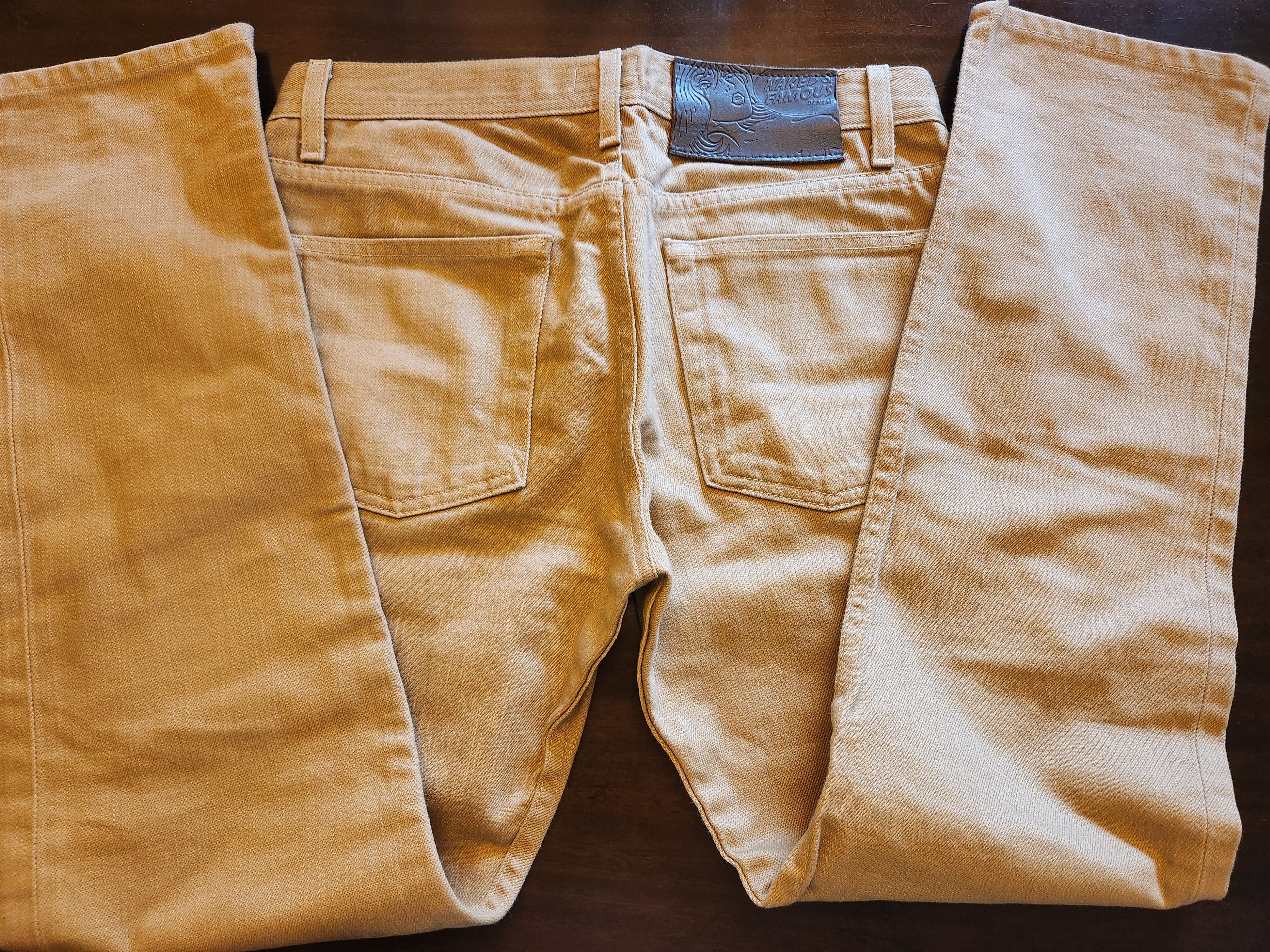 Naked & Famous Wierdguy Selvedge Chino Tan Denim Jeans Size 30" / US 8 / IT 44 - 3 Thumbnail