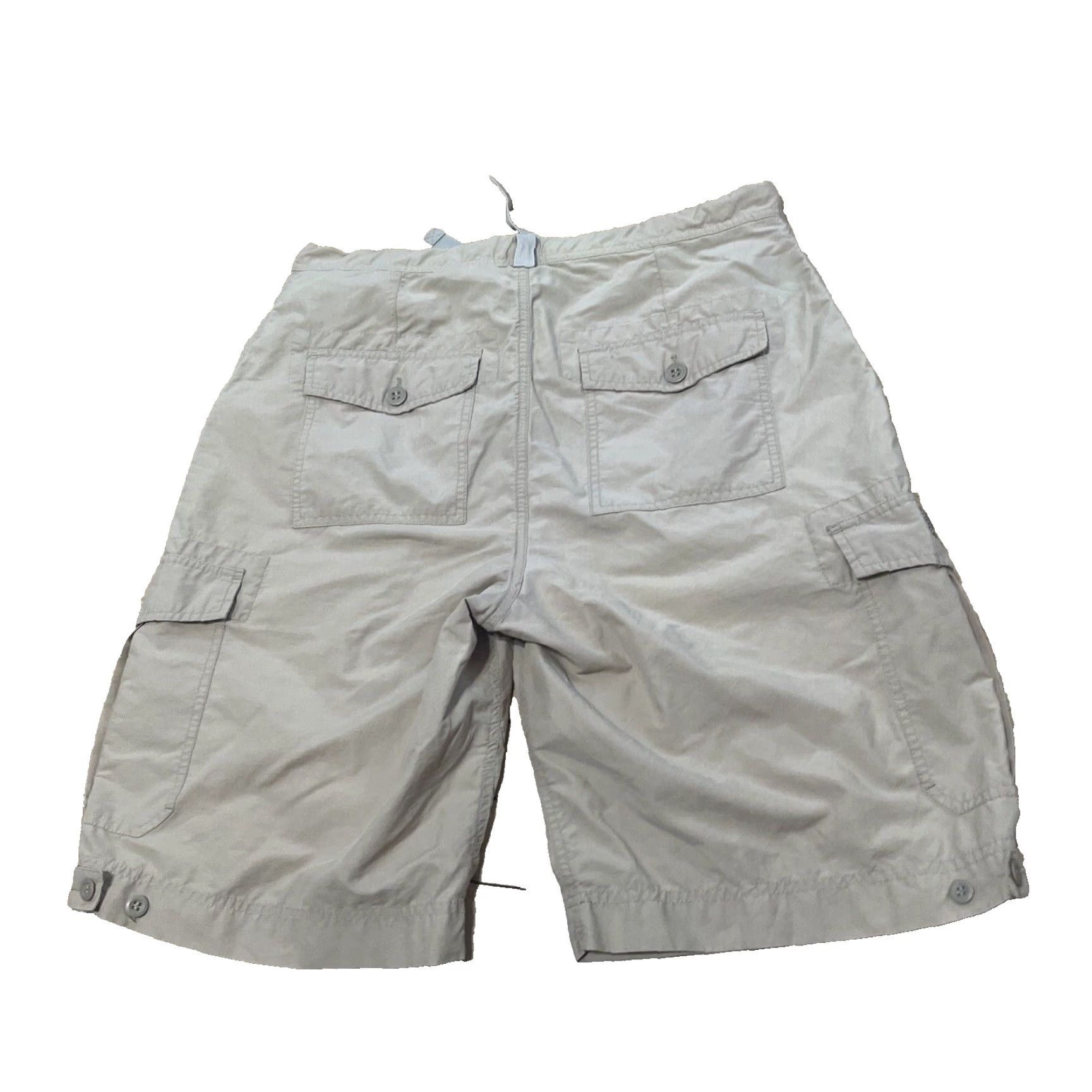 Vintage DIX Cargo Shorts Men M Khaki Drawstring Nylon Blend Streetwear 33 Cargo Pocket Slim Beach Outdoor Navy Beige Casual Travel Pants Size US 34 / EU 50 - 2 Thumbnail