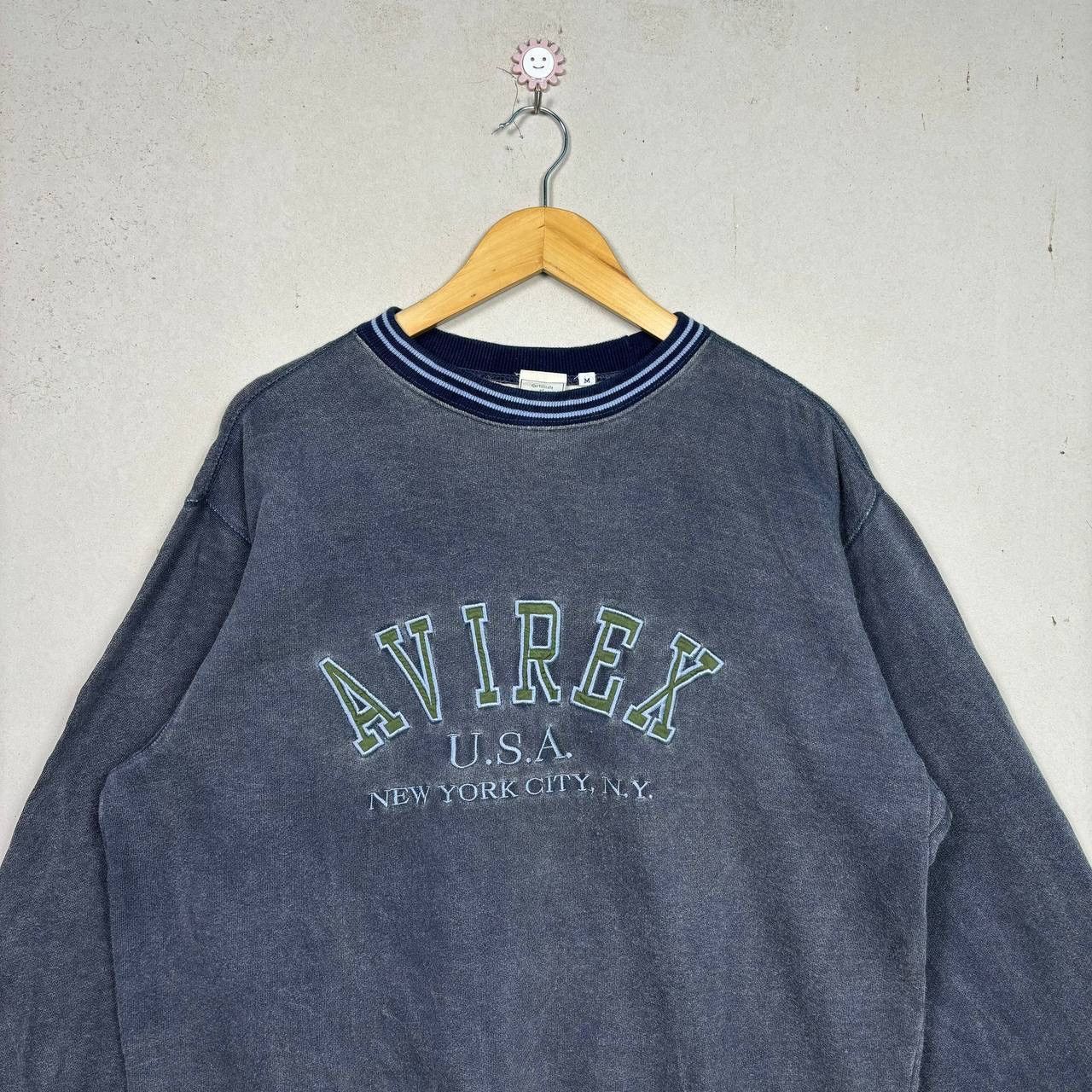 Vintage 90s Avirex USA New York Crewneck Sweatshirt Navy M