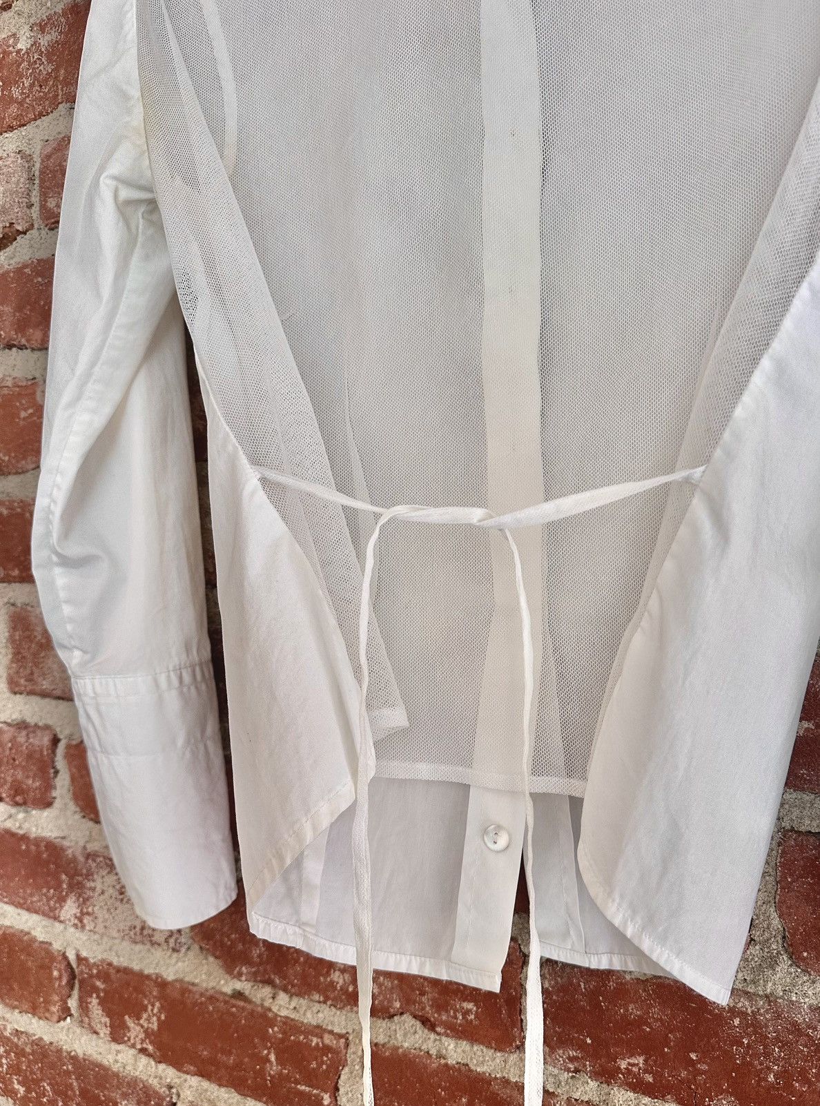 Dries Van Noten Vintage Dries Mesh Back Collared Dress Shirt Size S / US 4 / IT 40 - 4 Thumbnail