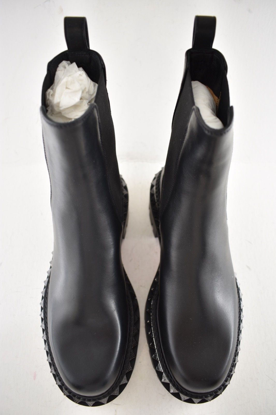 Christian Louboutin St Emilia Pyraclou Flat Black Calf Chelsea Lug Ankle Boot 37 Size US 7 / IT 37 - 12 Thumbnail