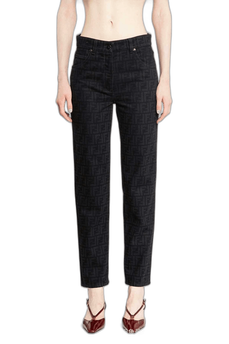 Fendi Fendi Logo Print Denim Pants for Women Size 40" / US 18 - 1 Thumbnail