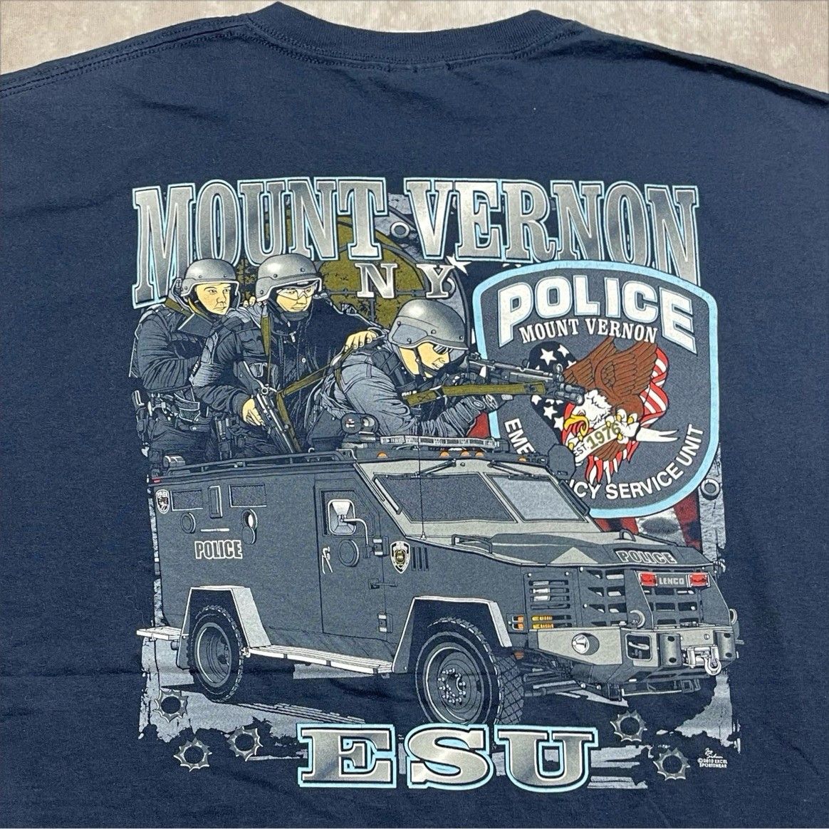 Other Mount Vernon NY Police ESU Lenco BearCat T-Shirt XL 1976 Tac Size US XL / EU 56 / 4 - 1 Thumbnail