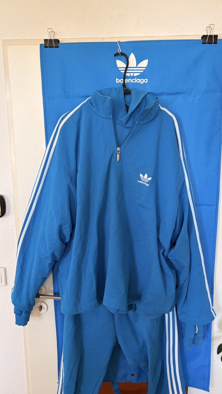 Adidas × Balenciaga Adidas x Balenciaga Sz.3 Blue Trefoil Zip Sweatshirt Size US L / EU 52-54 / 3 - 1 Thumbnail