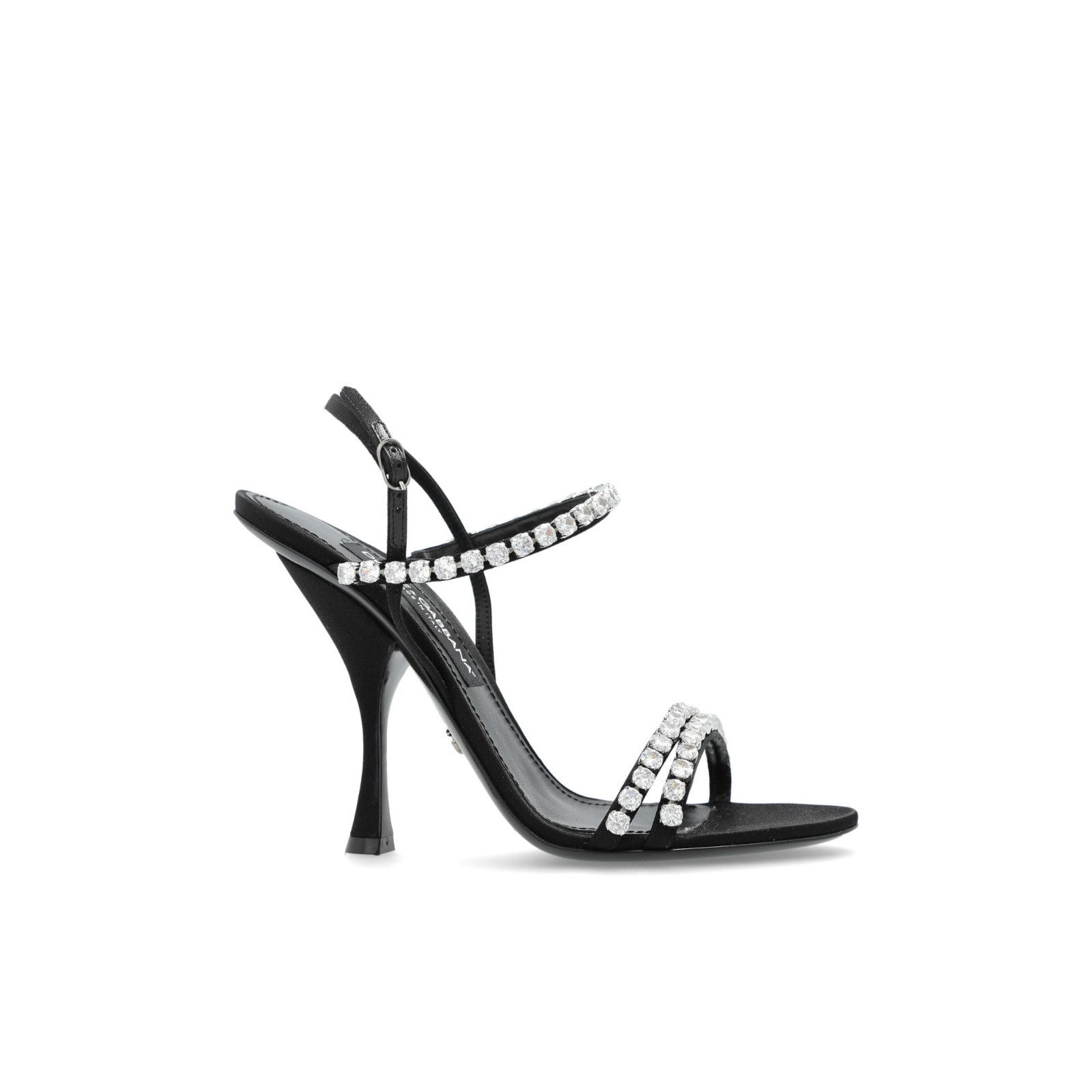 DOLCE&GABBANA Shimmering Crystal Jewel Black Leather 120mm H