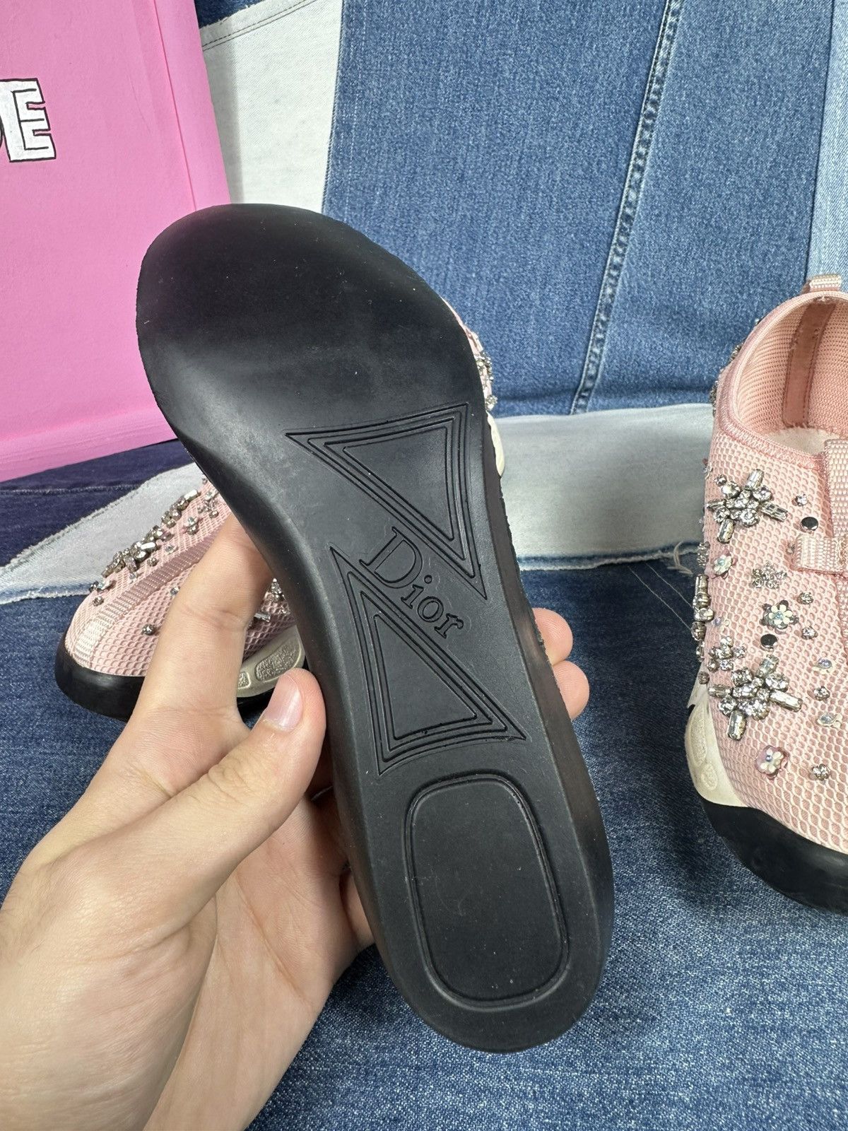 Dior Dior Fusion Pink Bling Mesh Rhinestones Low Sneakers Size US 7 / IT 37 - 19 Thumbnail
