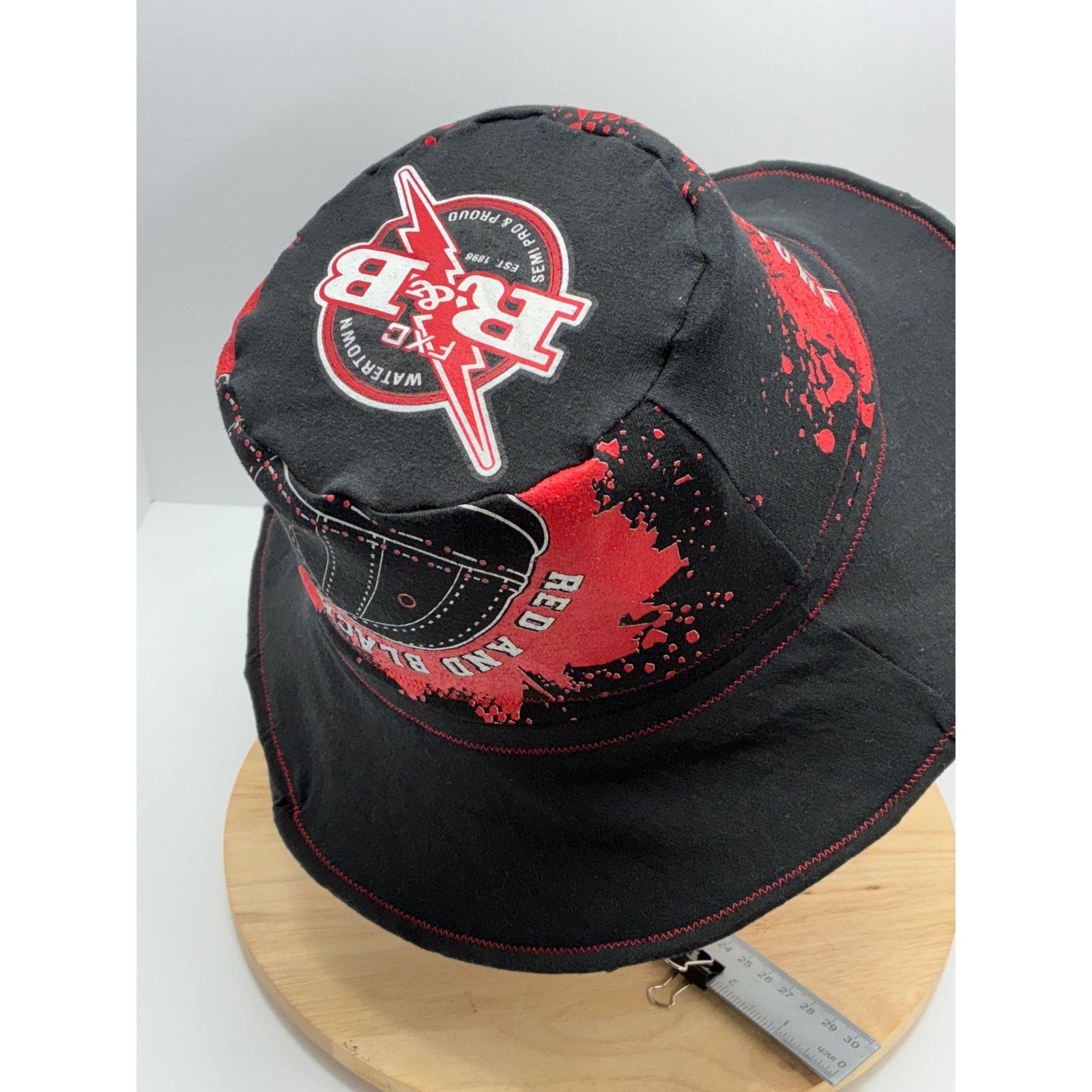 Other Upcycled Bucket Hat – Large (23") – Red & Black Graphic Size ONE SIZE - 5 Thumbnail