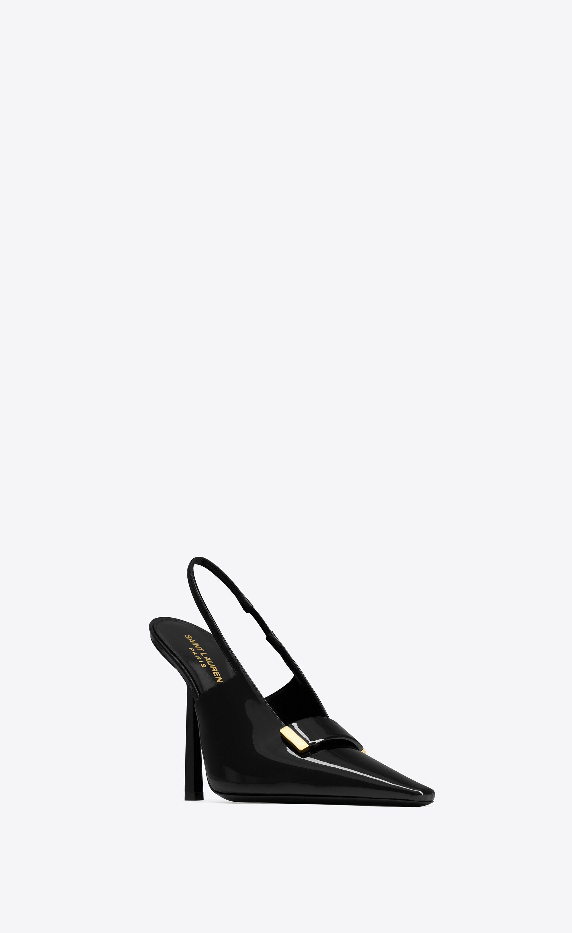 Saint Laurent Paris oc11z1125 Madame Slingback Pumps in Patent Leather in Black Size US 10.5 / IT 40.5 - 3 Thumbnail