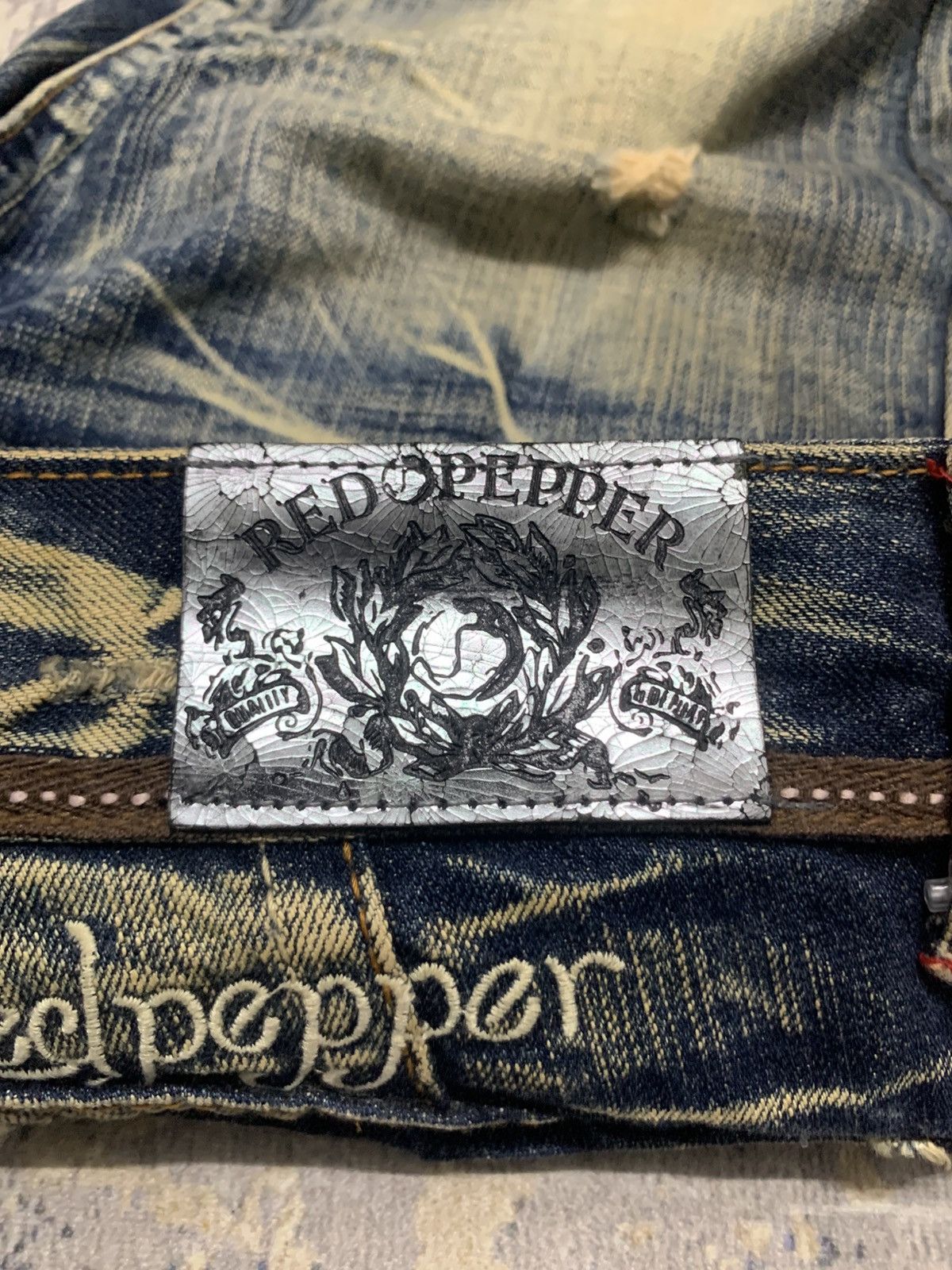 If Six Was Nine Vintage Red pepper Flared Distressed Jeans Size US 32 / EU 48 - 10 Thumbnail