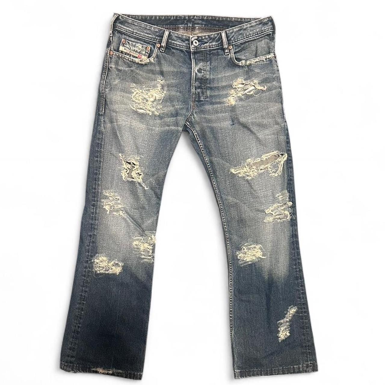 Diesel Distressed Jeans with Rips and Washed Finish