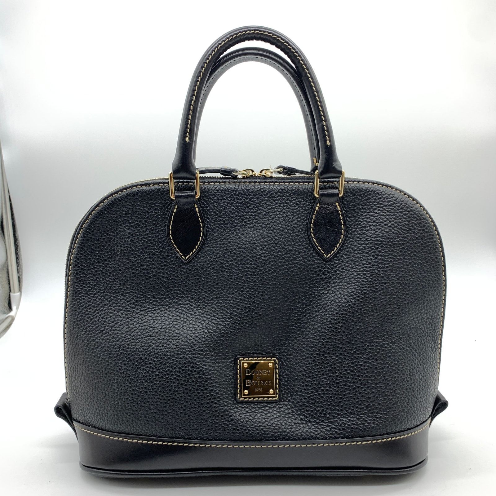 Dooney & Bourke Dooney & Bourke Black Pebble Leather Purse Zip Satchel Size ONE SIZE - 1 Thumbnail