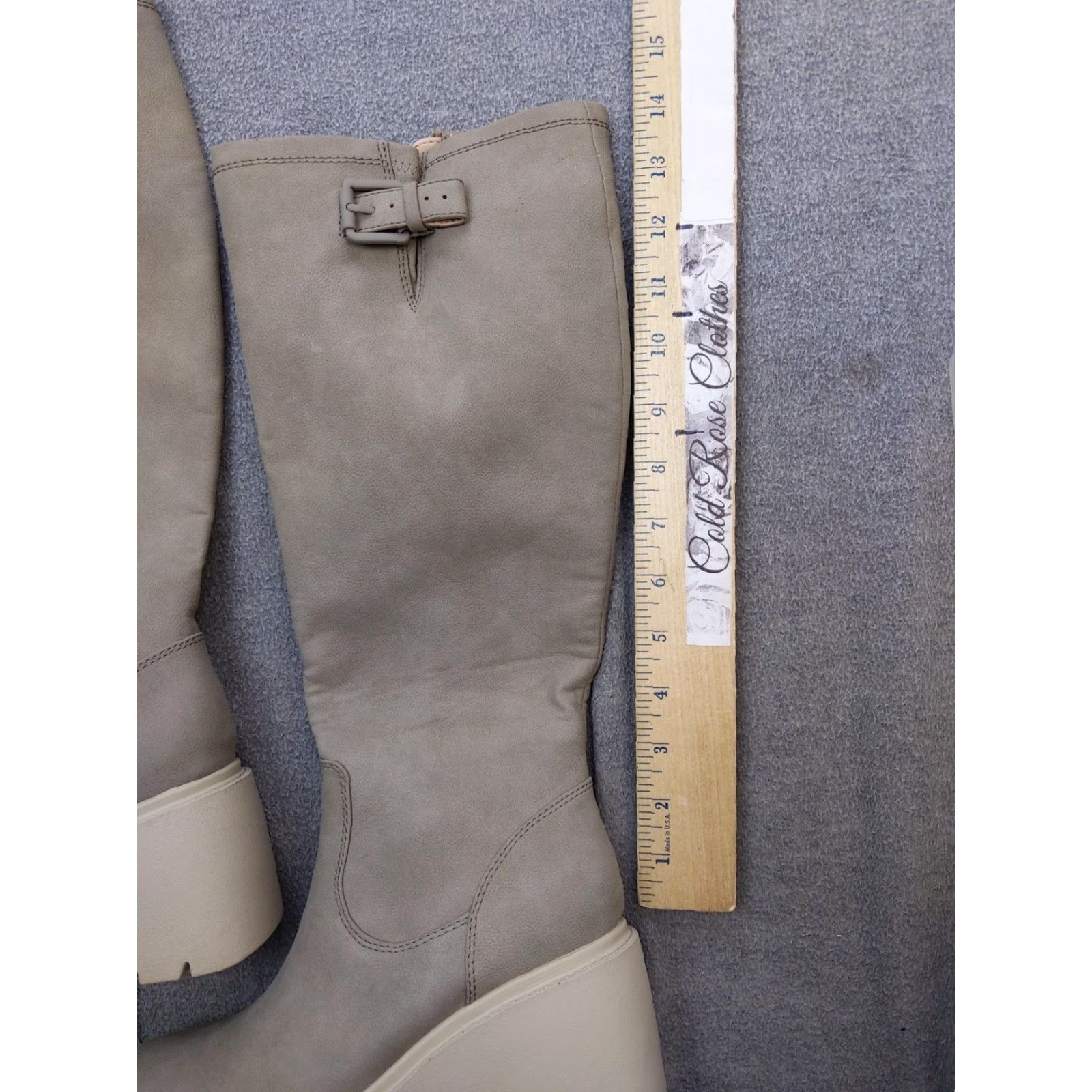 Vintage SOUL Naturalizer Boots Womens Knee High Wedge Platform Gray 6.5 M ZIP Buckle Slip Resistant Lined 36.5 Cache Size US 7 / IT 37 - 2 Thumbnail