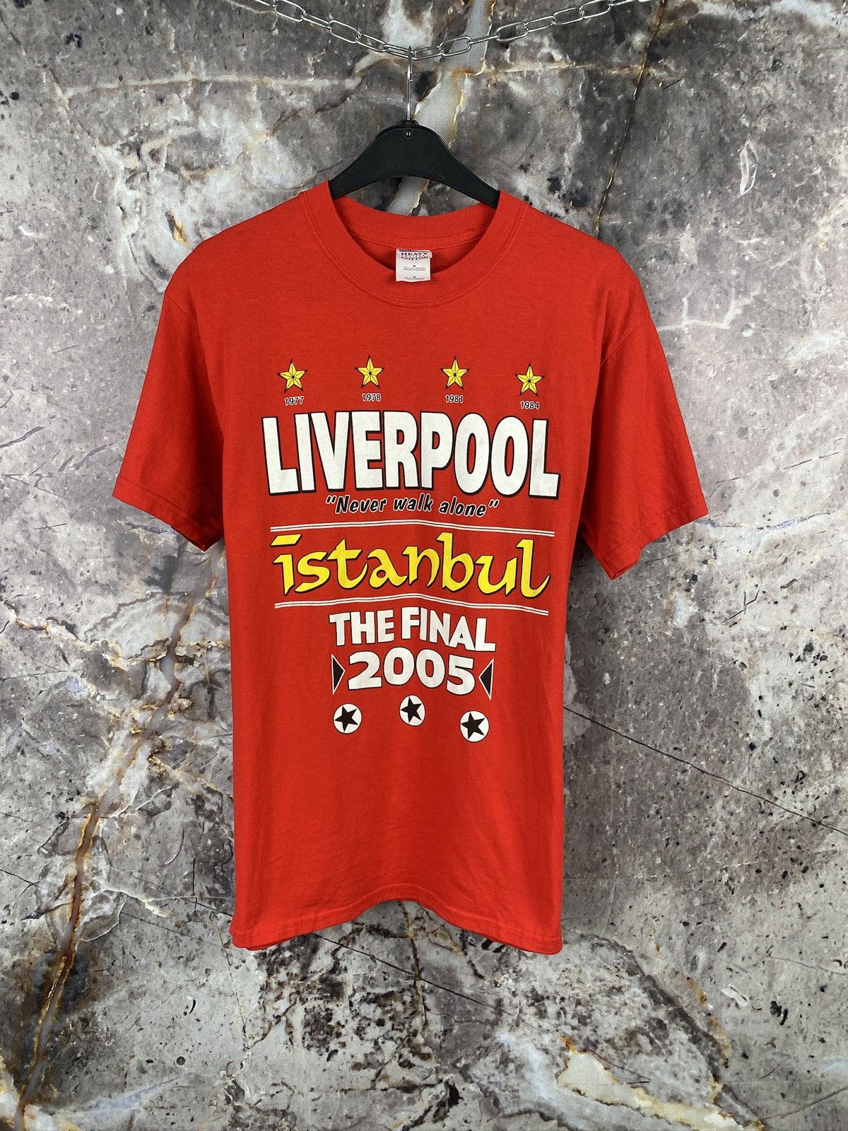 Vintage Soccer T-Shirt Liverpool Milan Final Istanbul 2005 Football Size US M / EU 48-50 / 2 - 1 Thumbnail