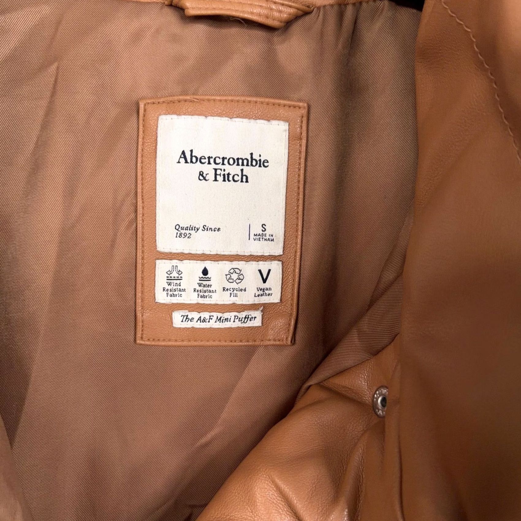 Abercrombie & Fitch Abercrombie Fitch Jacket Womens Small Brown Faux Leather Mini Puffer Streetwear Size S / US 4 / IT 40 - 7 Thumbnail