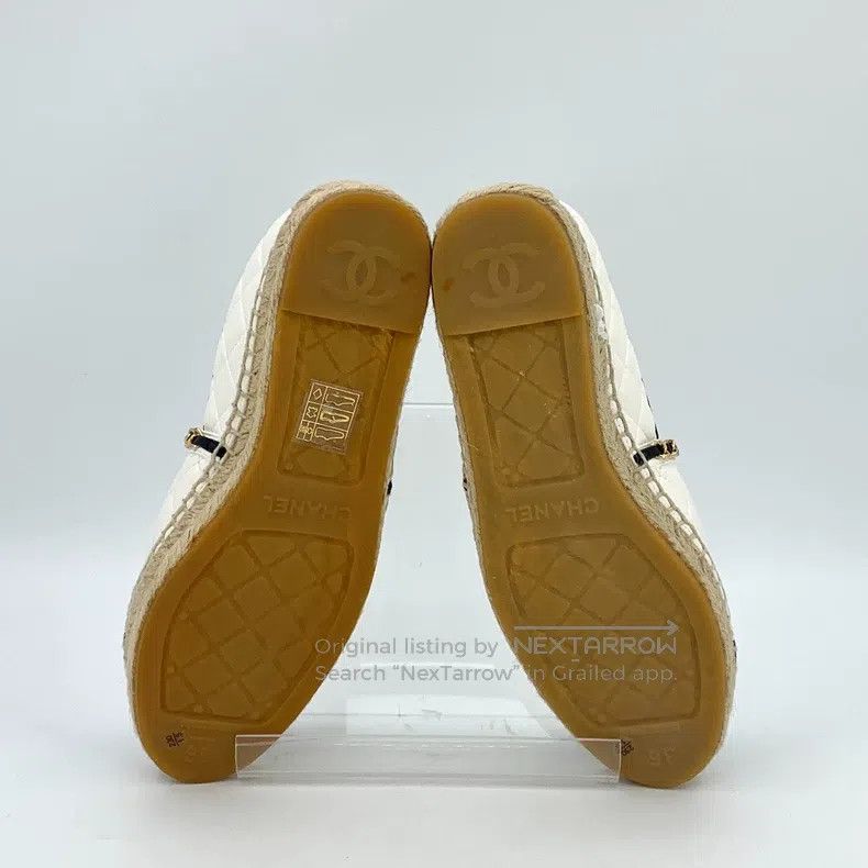 Chanel Chanel White round toe diamond check casual flat woven fis Size US 5.5 / IT 35.5 - 5 Thumbnail