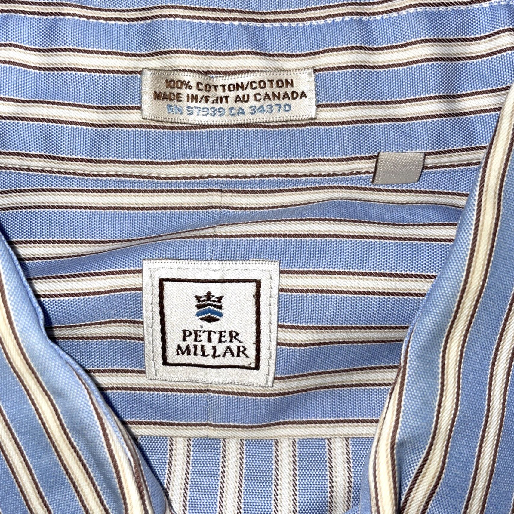 Peter Millar Peter Millar Button-Up Shirt Mens L Blue Striped Long Sleeve Size US L / EU 52-54 / 3 - 3 Thumbnail