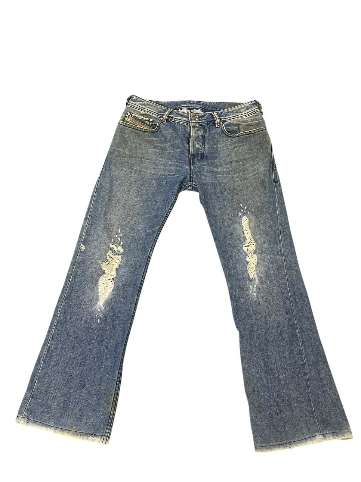 Diesel Flare Jeans Y2K Diesel Industries Distress Boot Cut 1🟦0 Size US 31 - 2 Thumbnail