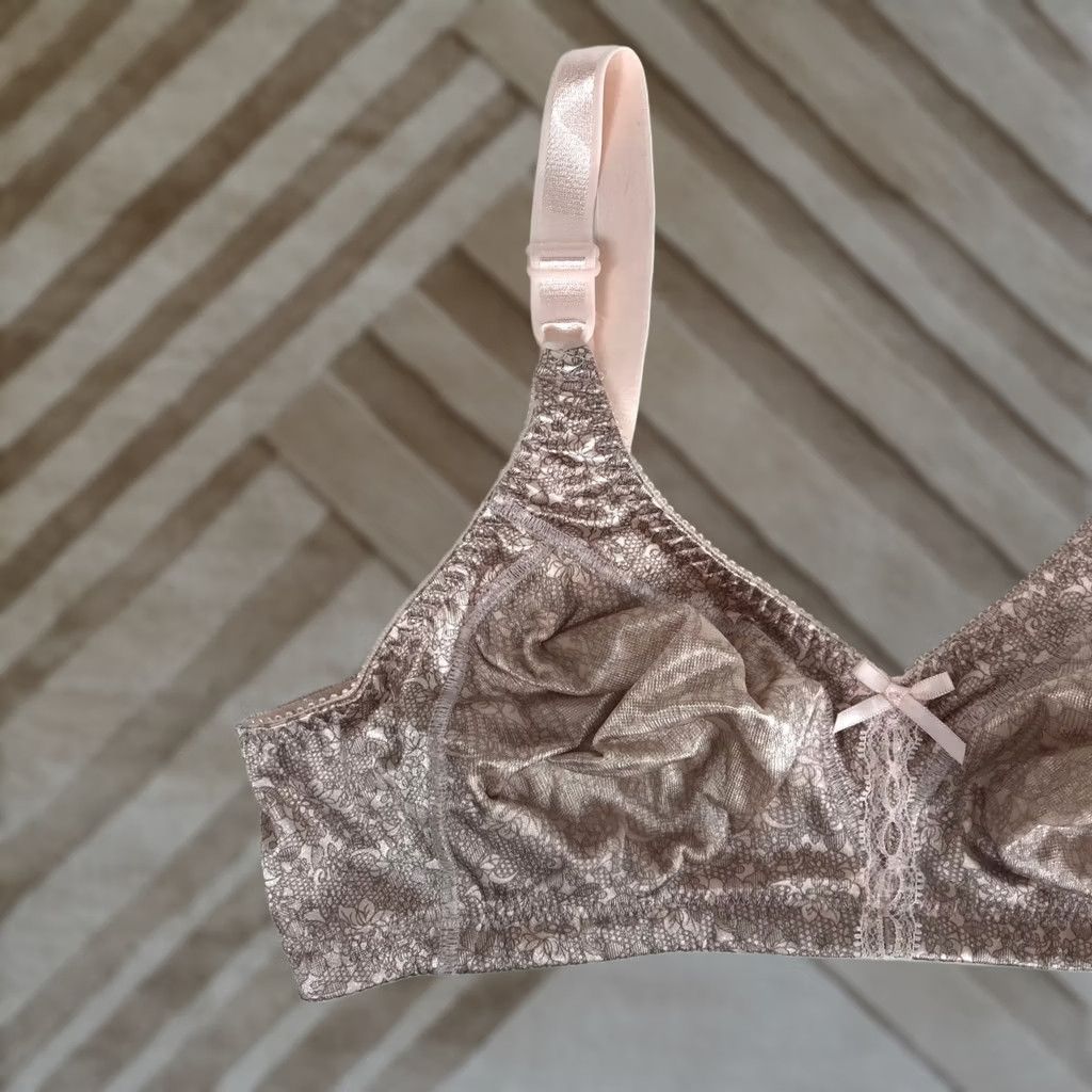 Vintage Bali Double Support Wirefree Bra 3820 Pink Lace Jacquard 36C Womens Size ONE SIZE - 1 Thumbnail