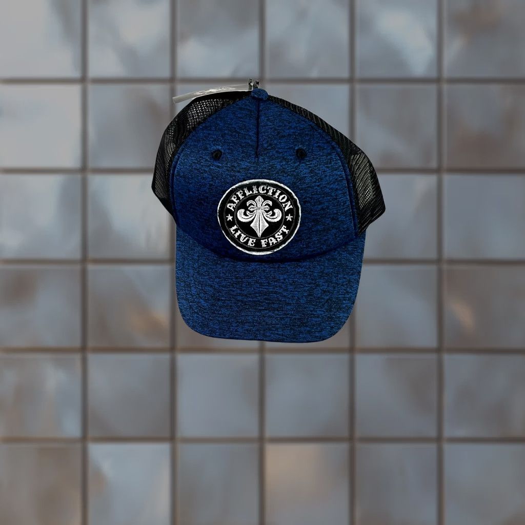 Affliction Affliction Hat Blue Black Trucker Adjustable Snapback Embroidered Adult NEW Cap Mens One Size Style: Trucker Hat Color: Blue Size ONE SIZE - 1 Thumbnail