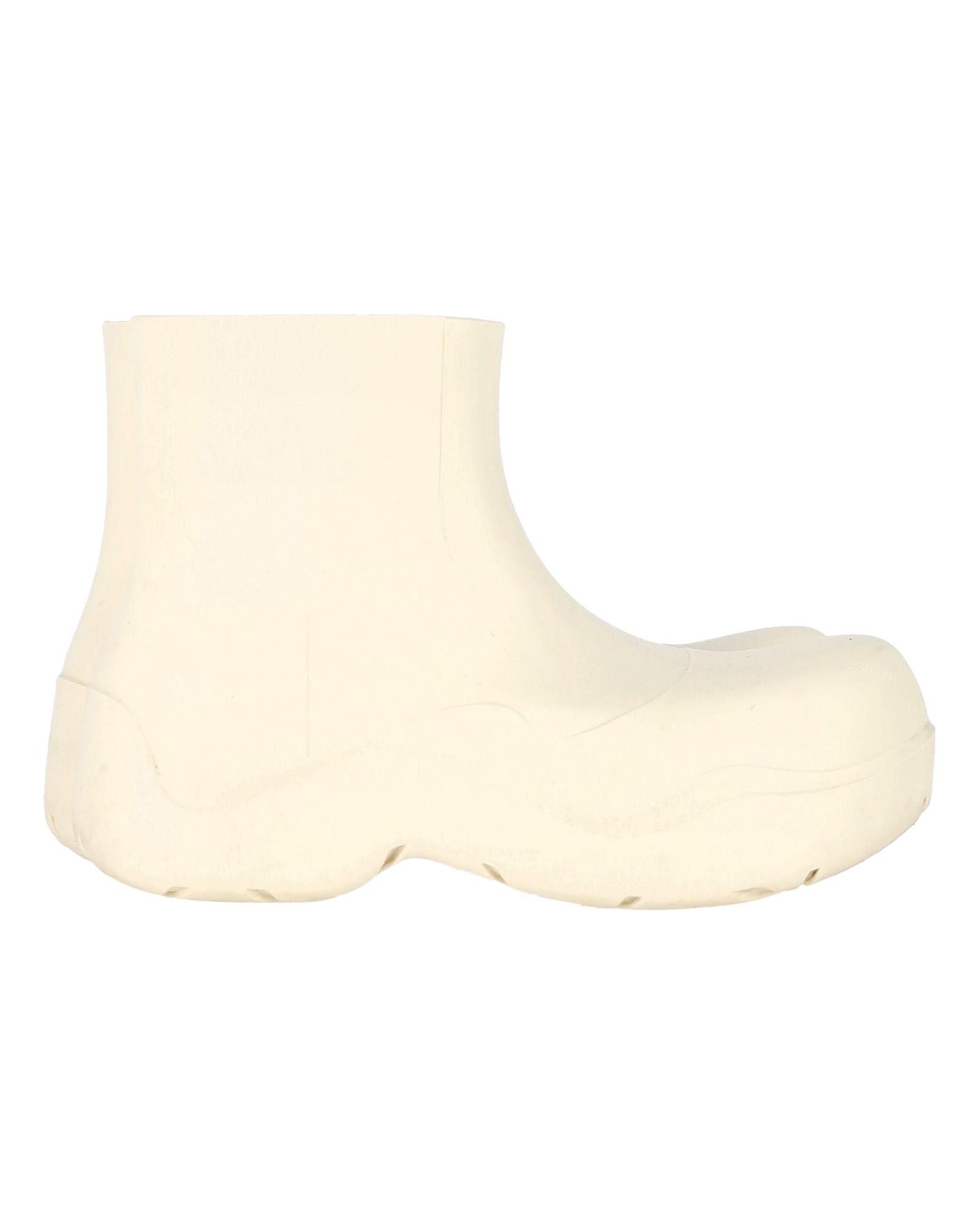 image of Bottega Veneta Ankle-High Cream Rubber Puddle Boots in White/Cream, Women's (Size 7)