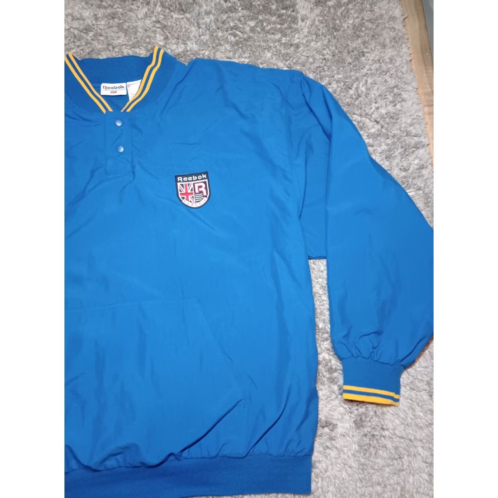 Reebok VINTAGE Reebok Windbreaker Jacket Mens XL Blue Snap Button Pullover 90s 80s Lightweight Pockets Regular Size US XL / EU 56 / 4 - 2 Thumbnail