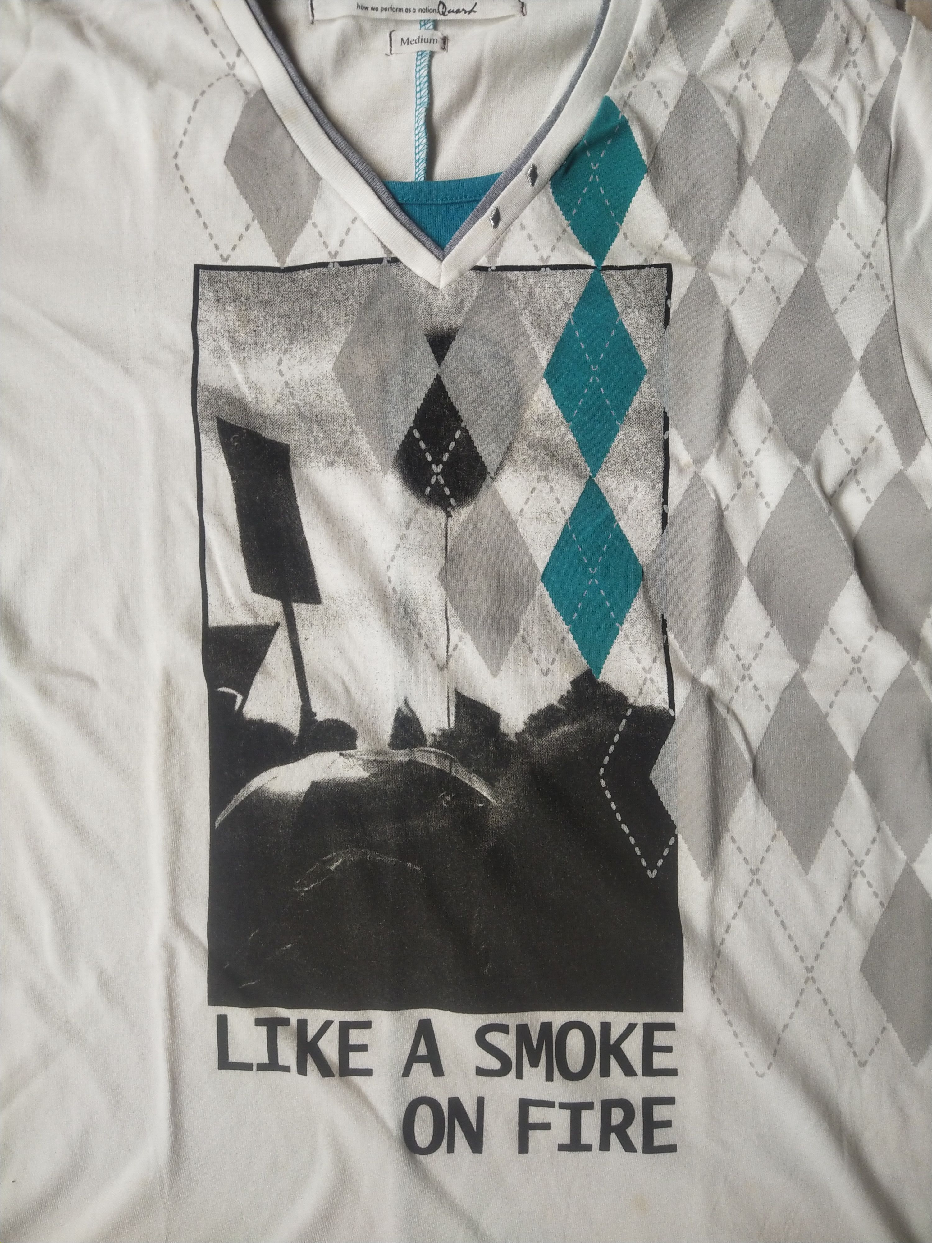 Hysteric Glamour 2000s Quash Layered Argyle Graphic V-Neck Tee Japan Size M / US 6-8 / IT 42-44 - 2 Thumbnail